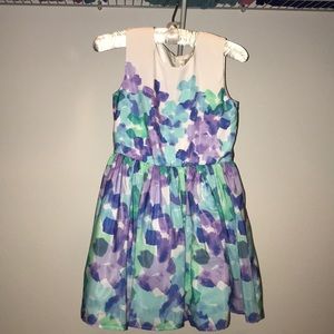 New, white, purple, and teal sleeveless dress